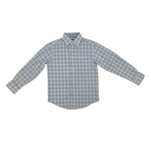 Chaps Blue Plaid Stretch Button Up Long Sleeve Shirt Size Small (8) Boy's